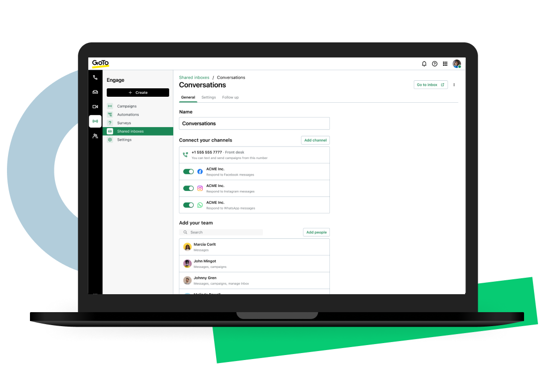 Active nuevos canales digitales e interactúe más rápido con más clientes en WhatsApp, redes sociales, SMS, chat web y más.