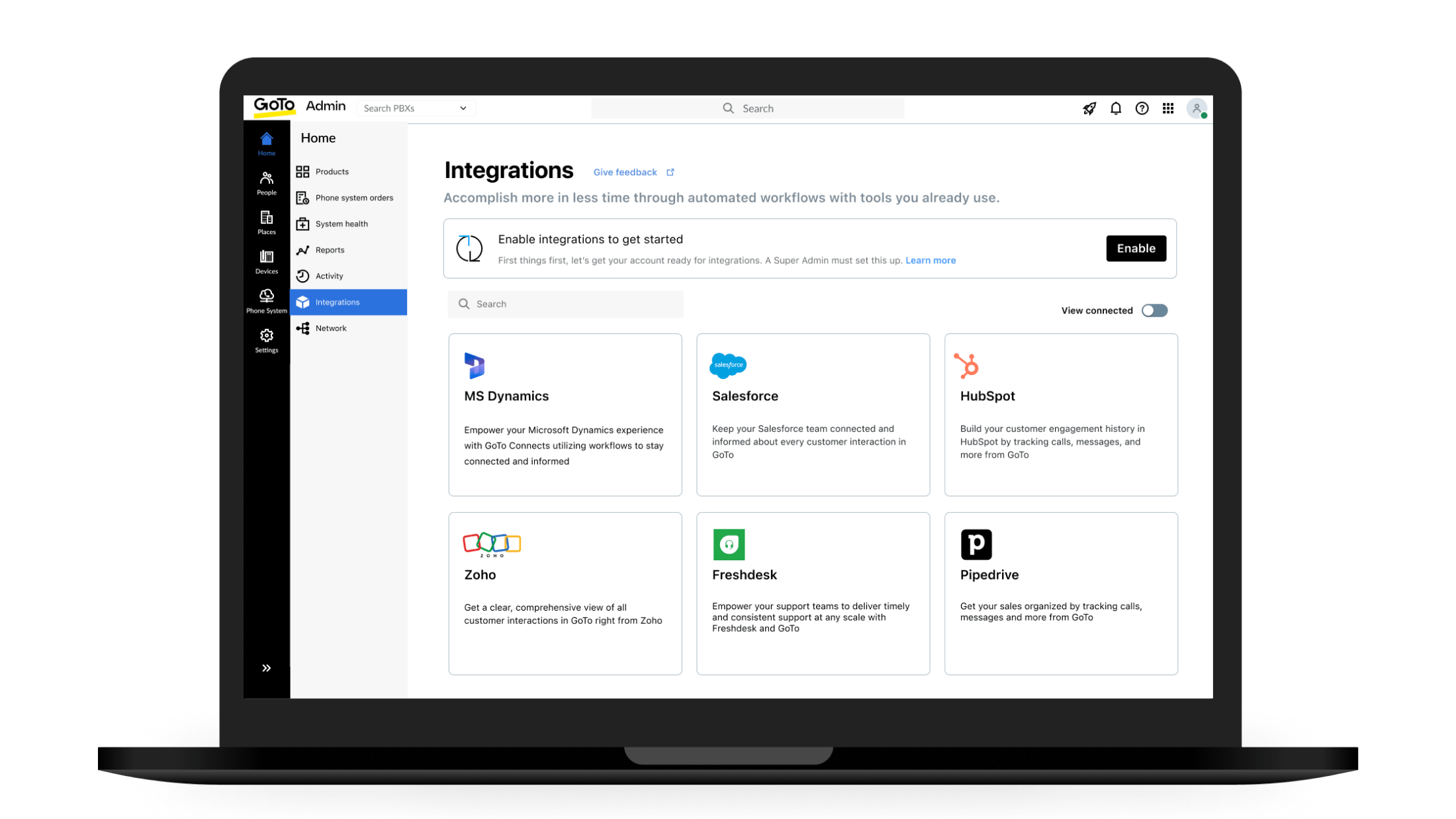 Paquete de integraciones de GoTo Connect.
