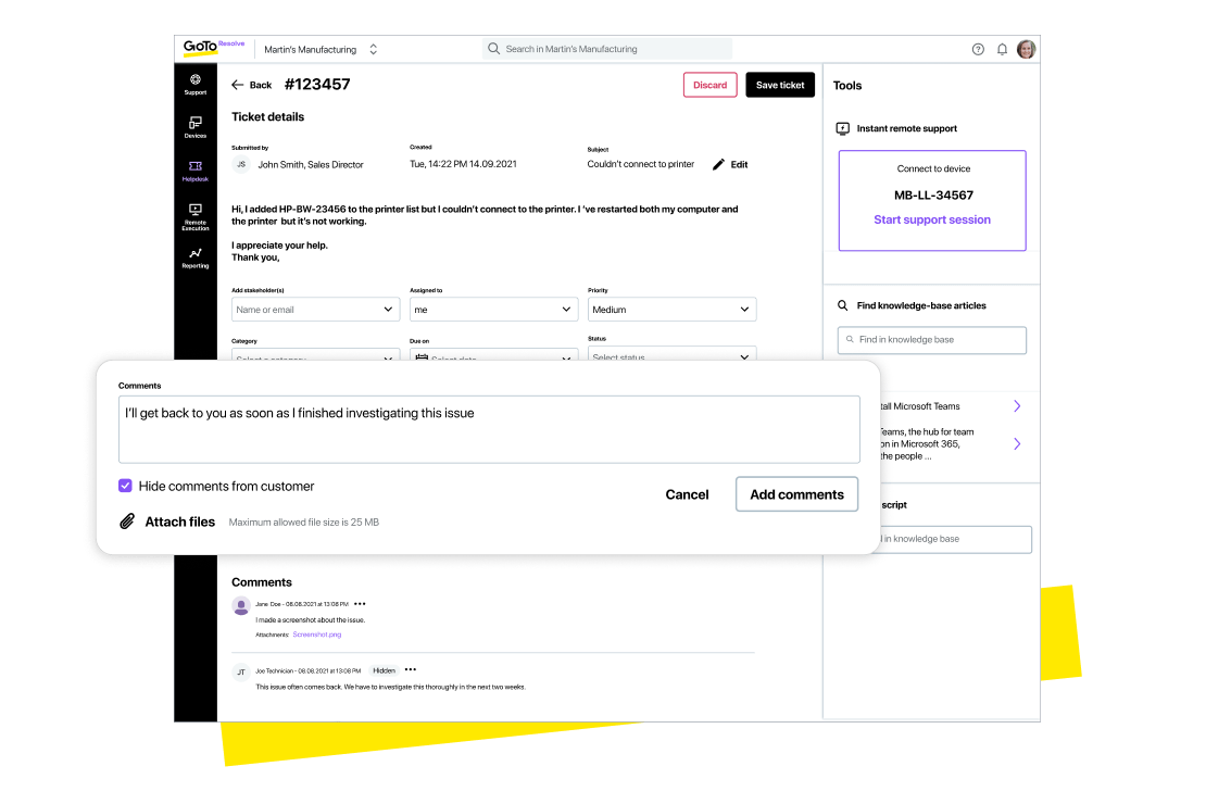 Simplifique el acceso a la asistencia llevando el proceso de tickets a las plataformas de mensajería de empresa.
