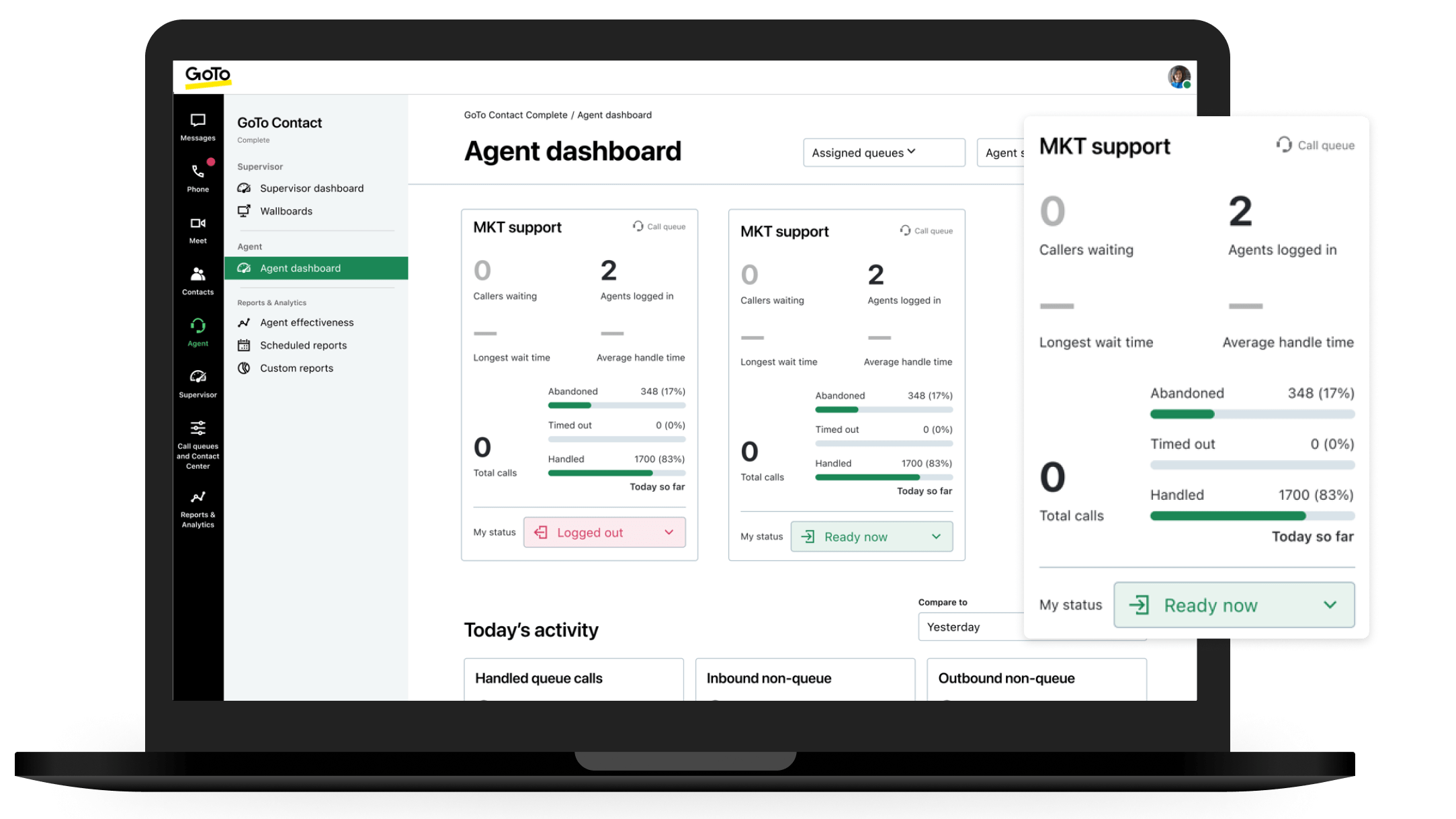 UI del panel del agente
