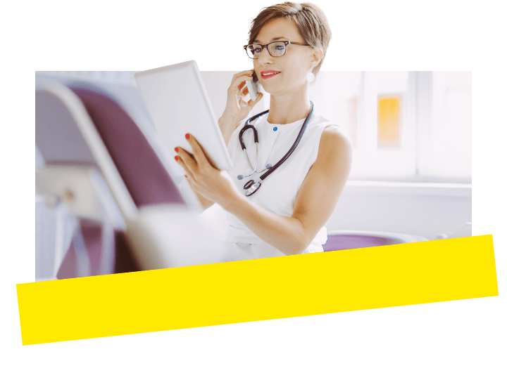 A doctor follows up and provides medical advice to her patient using a VoIP phone system.