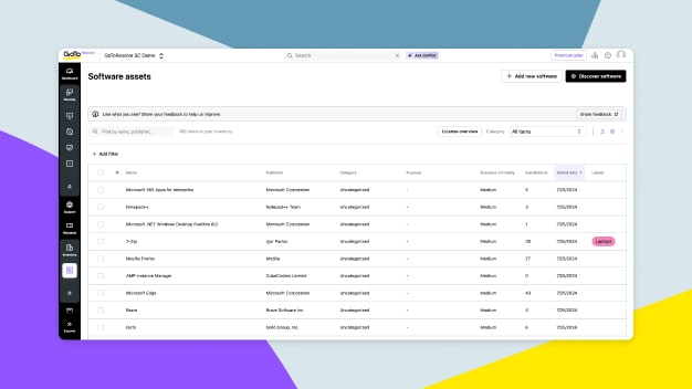 Con la gestión de activos de software de GoTo Resolve,  automatice la detección y añada fácilmente software al inventario.